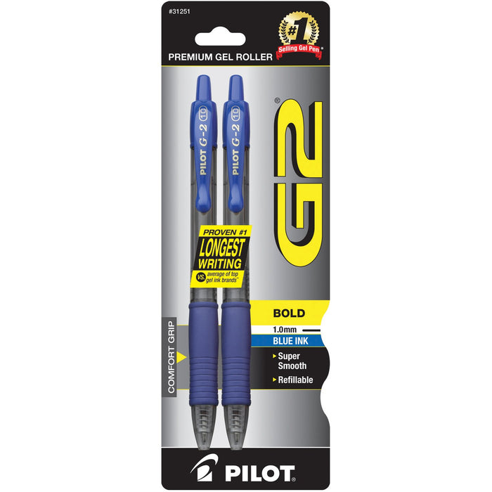 Pilot G2 Premium Gel Pens, Black Pens, Bold Point 1 Mm, 2 Black