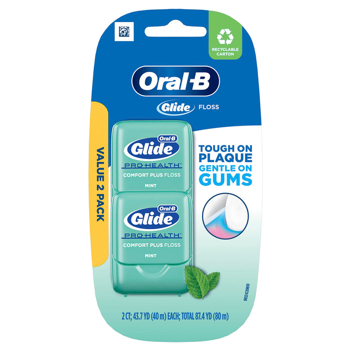Oral-B Glide Pro-Health Comfort Plus Mint Flavor Floss, 43-7Yd (40M), 2 Count