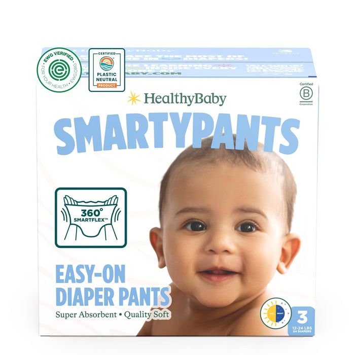 Smartypants Pull Up Style Diapers | EWG Verified Safe & Plant-Based | Quilted 360 Waistband, Super Absorbent For Overnight Leak Protection | Training Pants By Healthybaby | Size 3 (54 Count)