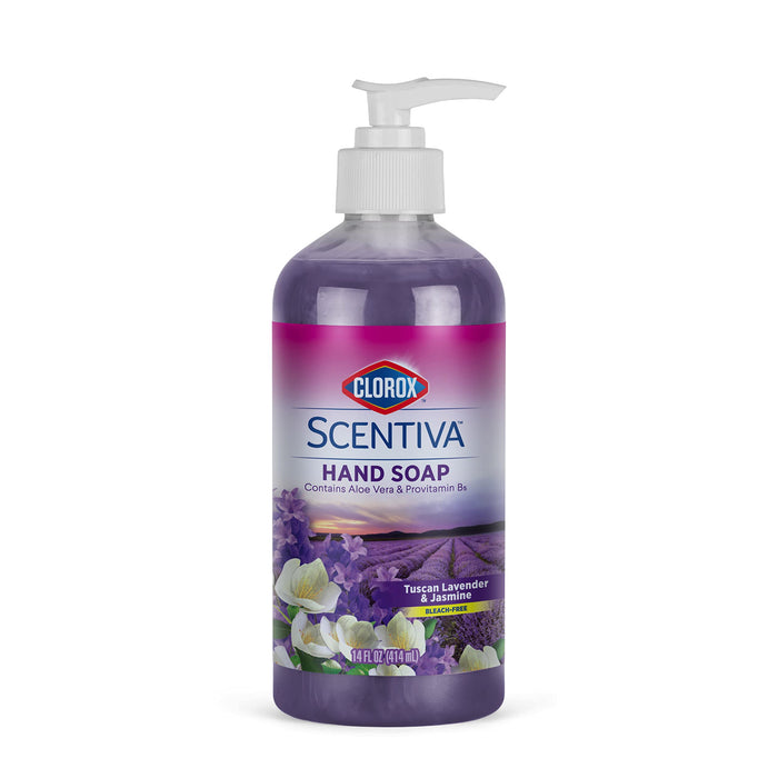 Clorox Scentiva Liquid Hand Soap 14 Oz Liquid Hand Wash With Aloe Vera Vitamin B5 Bleachfree Scented Hand Soap For Kitchen Or Bathroom, Tuscan Lavender & Jasmine, 1 Count