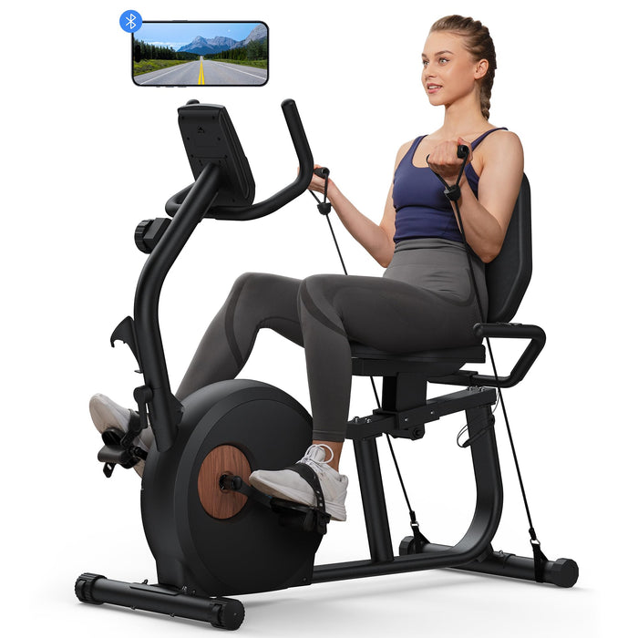 MERACH Recumbent Exercise Bike For Home, Upgraded Durable Magnetic Stationary Recumbent Bikes For Seniors Adults With Resistance Bands, Exclusive App, Adjustable Comfortable Seat, 350LB Capacity, S23 (LOCAL PICKUP ONLY)