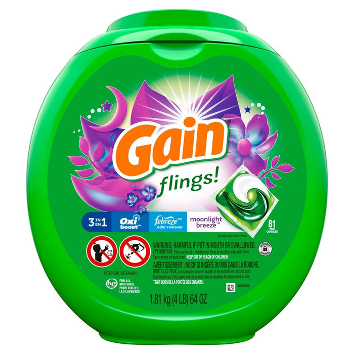 Gain flings! Laundry Detergent Pacs Moonlight Breeze Scent - 81ct