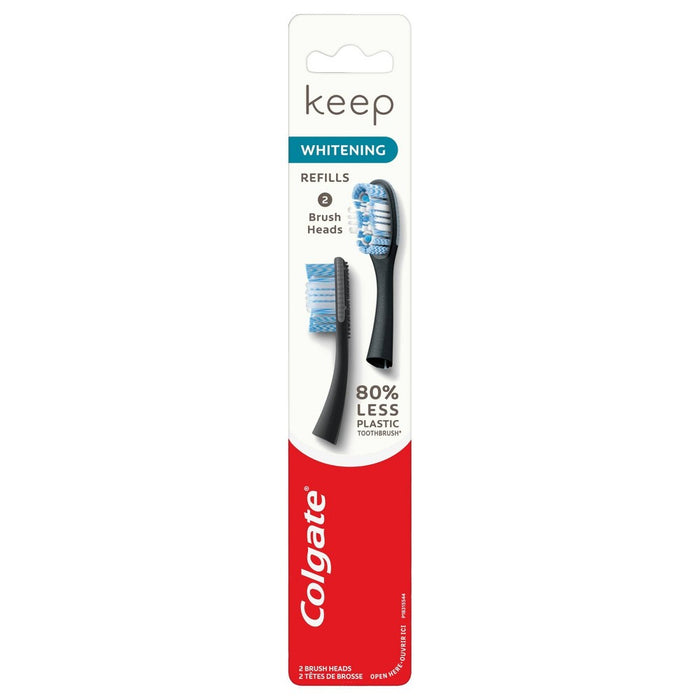 Colgate Keep Manual Toothbrush with Whitening Replaceable Brush Head Refills - 2ct
