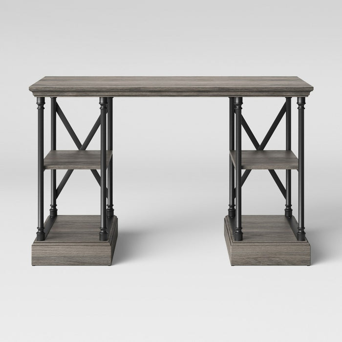Conway Wood Writing Desk with Storage Gray - Threshold (LOCAL PICKUP ONLY)