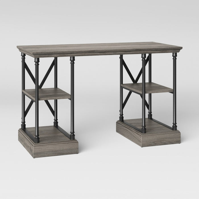 Conway Wood Writing Desk with Storage Gray - Threshold (LOCAL PICKUP ONLY)