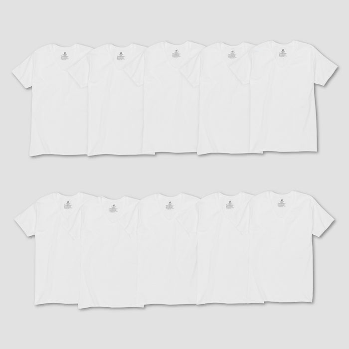 Hanes Men's Comfort Soft V-Neck T-Shirt Super Value 10pk - White M