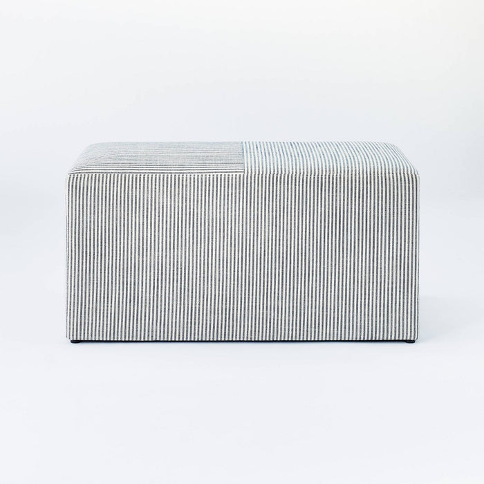 Lynwood Cube Bench Ticking Striped Blue - Threshold designed with Studio McGee (LOCAL PICKUP ONLY)
