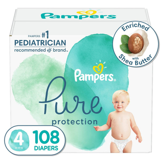 Pampers Pure Protection Disposable Diapers Enormous Pack Size 4 - 108ct