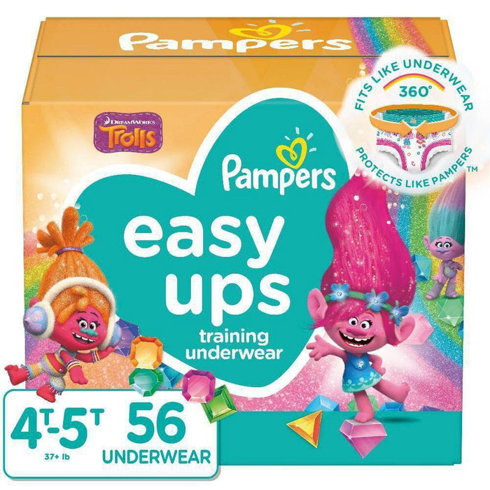 Pampers Easy Ups Girls Training Pants Super Pack - Size 4T-5T - 56ct
