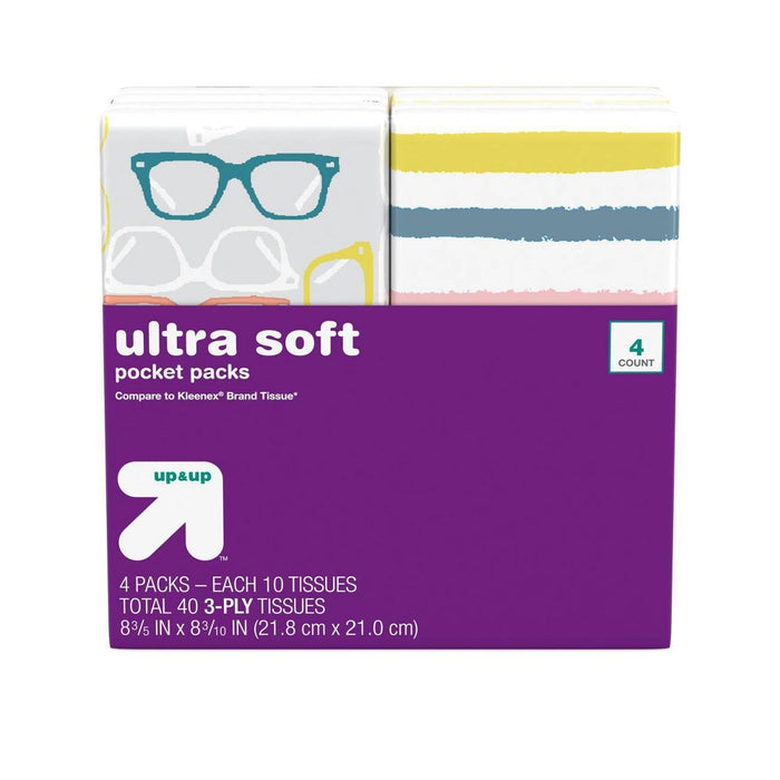 Facial Tissue Pocket Pack - 4pk/10ct - up & up