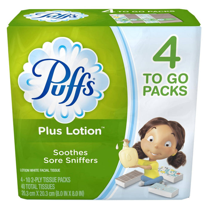Puffs Plus Lotion To Go Facial Tissue - 4pk