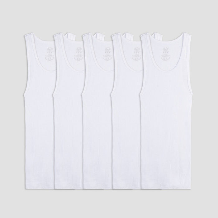 Fruit of the Loom Boys' 4 + 1 Bonus Pack A-Undershirt - White L