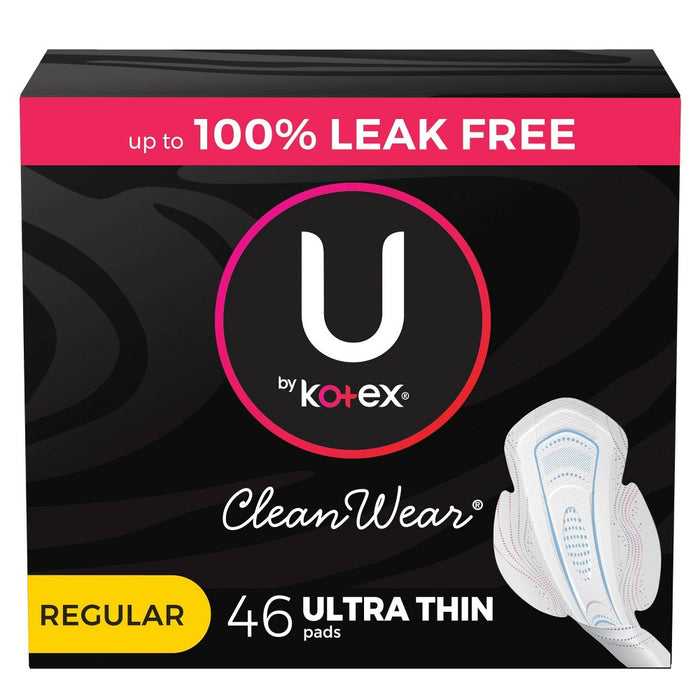 U by Kotex CleanWear Ultra Thin Pads with Wings - Regular - Unscented - 46ct