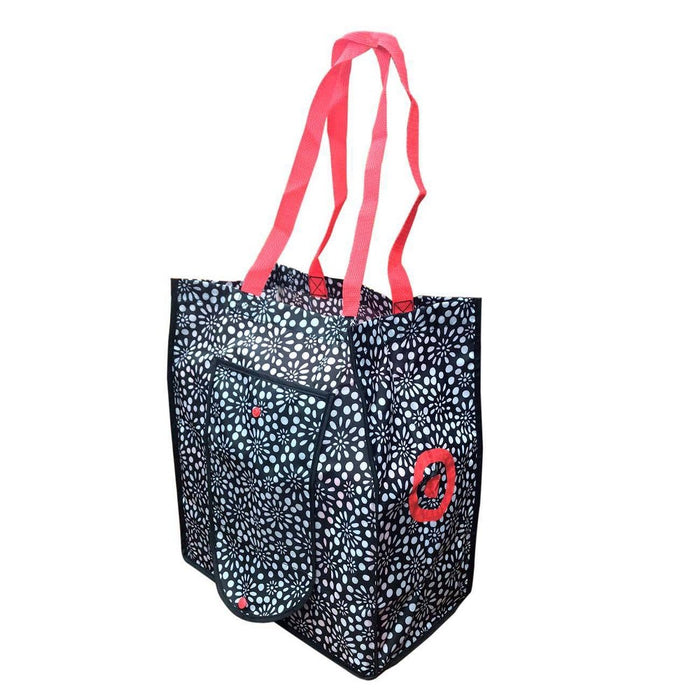 Burst Print Foldable Tote Bag - Black5