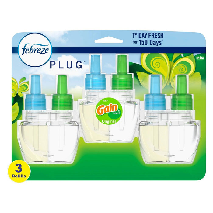 Febreze Plug Air Freshener Scented Oil Refill - Gain Original Scent - 3ct