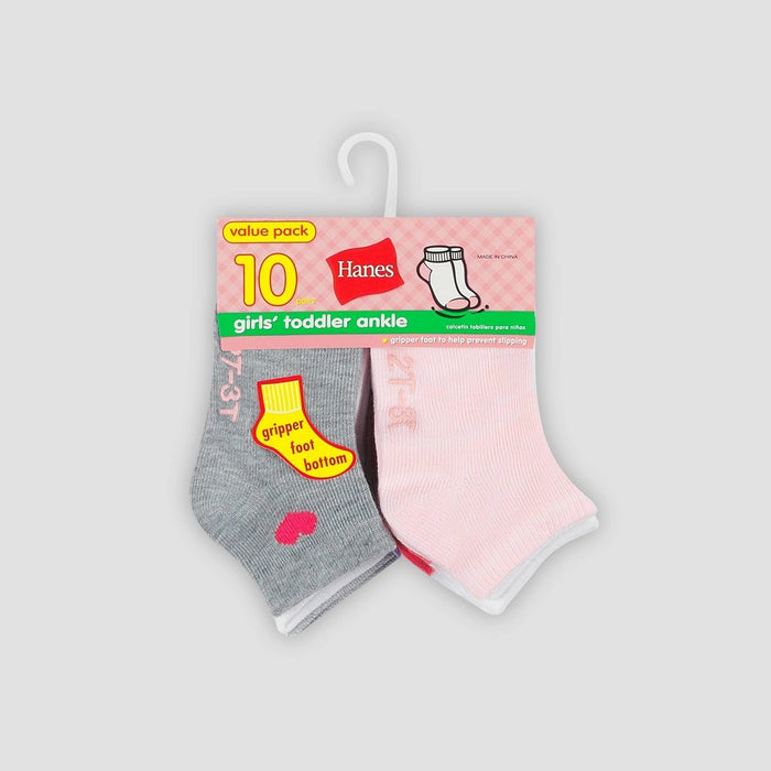 Hanes Toddler Girls' 10pk Athletic Ankle Socks - Colors May Vary 4T-5T