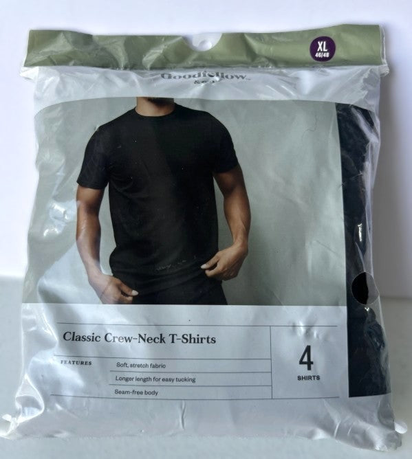 Men's Short Sleeve 4pk Crew-Neck T-Shirt - Goodfellow & Co Black XL