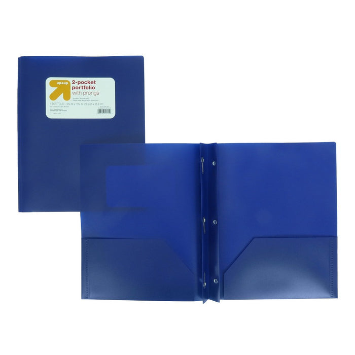 2 Pocket Plastic Folder with Prongs Blue - up & up6