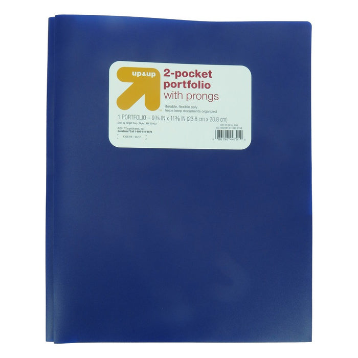 2 Pocket Plastic Folder with Prongs Blue - up & up6