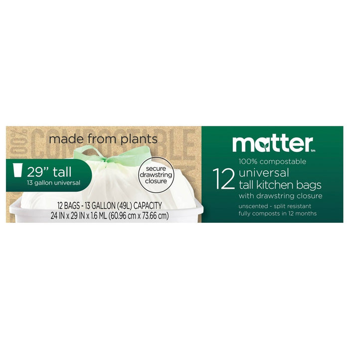 Matter 100% Compostable Universal Tall Kitchen Trash Bags - 13 Gallon/12ct-