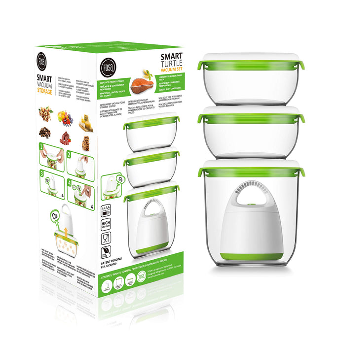 FOSA Starter Set Food Sealer Vacuum Sealer Reusable Container Set - Premium Vacuum Sealers For Food Storage, Airtight Preservation - Includes Turtle Vacuum Pump And 3 Vacuum Seal Containers