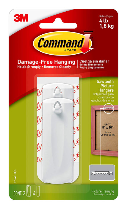 Command 4 Lb Capacity Sawtooth Hangers, 2 Hangers, 4 Strips (17040-2ES)