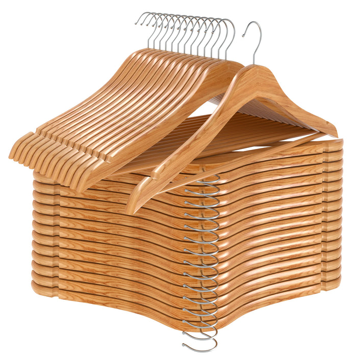 Utopia Home Premium Wooden Hangers 30 Pack - Durable & Slim Coat Hanger - Suit Hanger With 360-Degree Rotatable Hook - Wood Hangers With Shoulder Grooves (Natural Color)