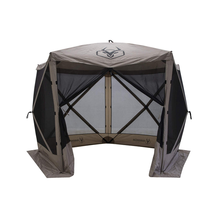Gazelle Tents™, G5 5-Sided Portable Gazebo, Easy Pop-Up Hub Screen Tent, Durable, Tritech Mesh, Waterproof, UV Resistant, 4-Person & Table, Desert Sand, 85" X 115" X 106", GG502DS (LOCAL PICKUP ONLY)