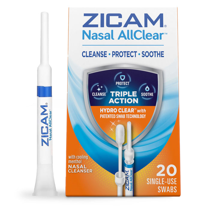 Zicam Nasal Allclear, Triple Action Nasal Cleanser With Cooling Menthol, Protect, Soothe, Cleanse Nasal Passages, Sinus Relief, Drug-Free, 20 Count