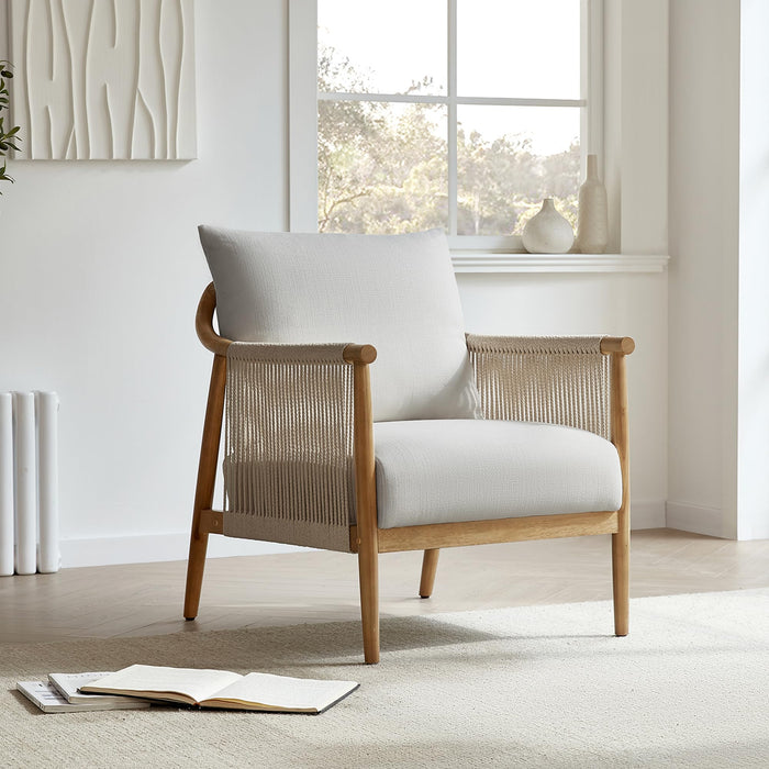 CHITA Braid Armchair, Modern Accent Chair For Living Room, Light Grey (LOCAL PICKUP ONLY)