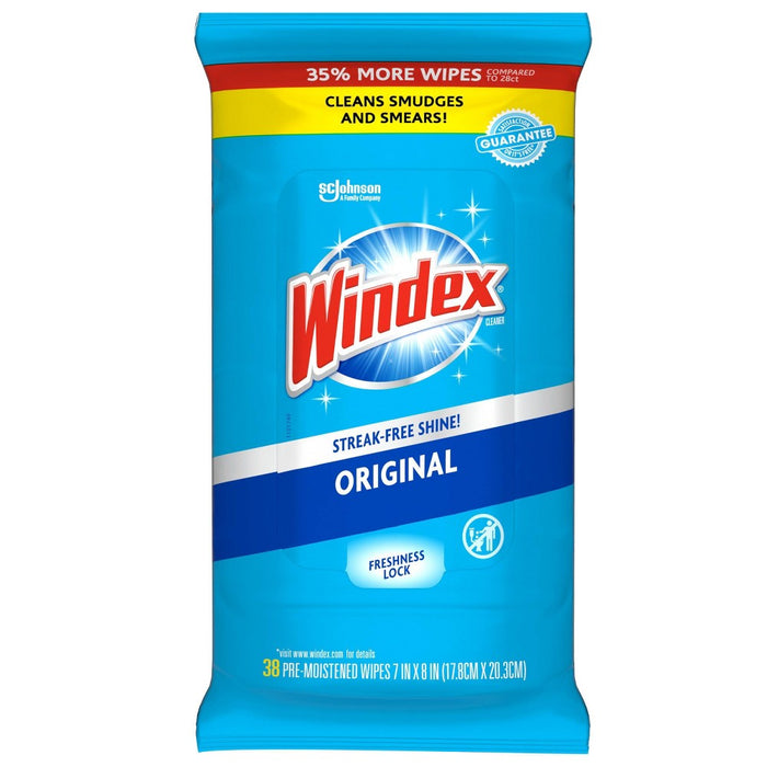 Windex Blue Wipes 35% More Pack - 38ct