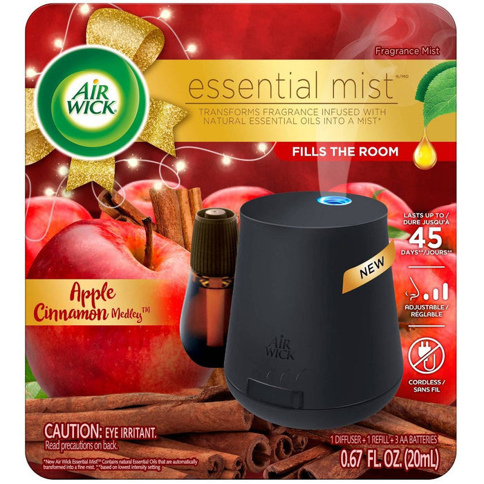 Air Wick Essential Mist Starter Kit Free Refill Air Freshener - Apple Cinnamon Medley - 0.67 fl oz