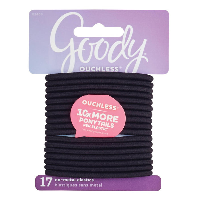 Goody Ouchless Elastic Hair Ties - Black - 4mm - 17ct