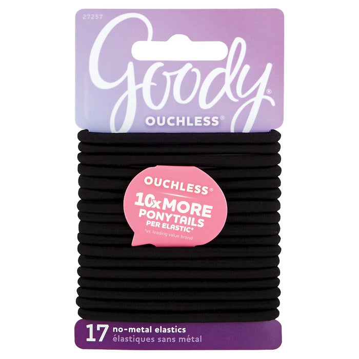 Goody Ouchless Elastic Hair Ties - Black - 4mm - 17ct