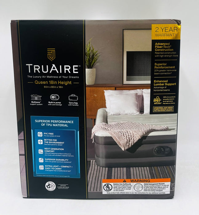 Intex Raised TruAire 18" Queen Air Mattress with Internal 120V Pump