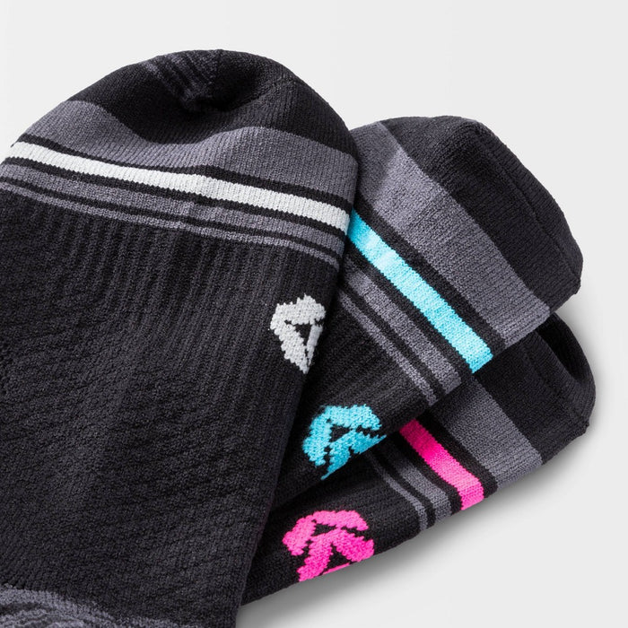 Women's Lightweight Striped Toe 3pk No Show Athletic Socks - All in Motion - Black 4-106