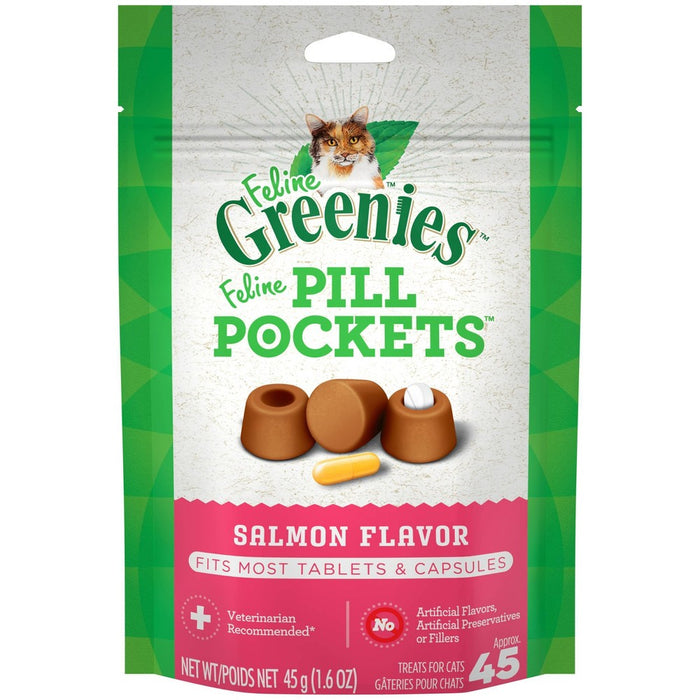 Greenies Feline Pill Pockets Salomn Flavor Cat Treats - 1.6oz