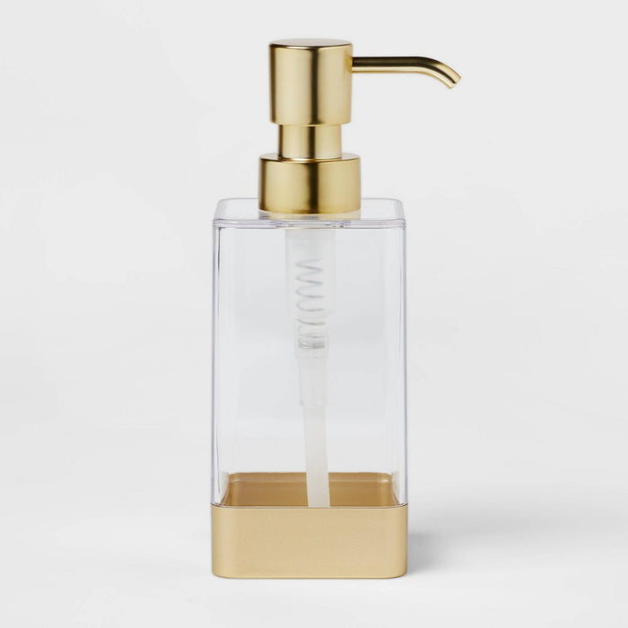 Square Soap/Lotion Dispenser Gold/Clear - Room Essentials
