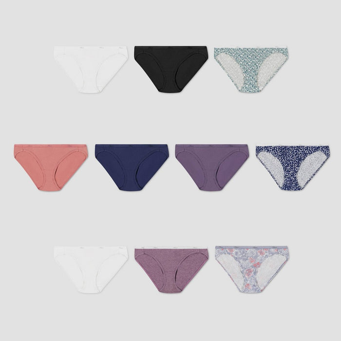 Hanes 10pk Women's Cotton Bikini Underwear Panties - Colors May Vary 7