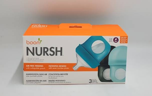 Boon NURSH 4oz 3pk Silicone Bottle - Blue
