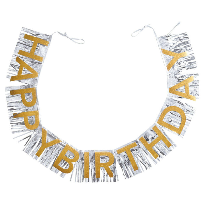 Gold and Silver Happy Birthday Banner - Spritz