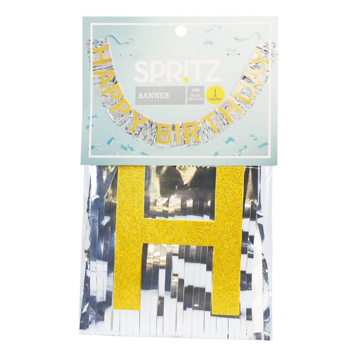 Gold and Silver Happy Birthday Banner - Spritz