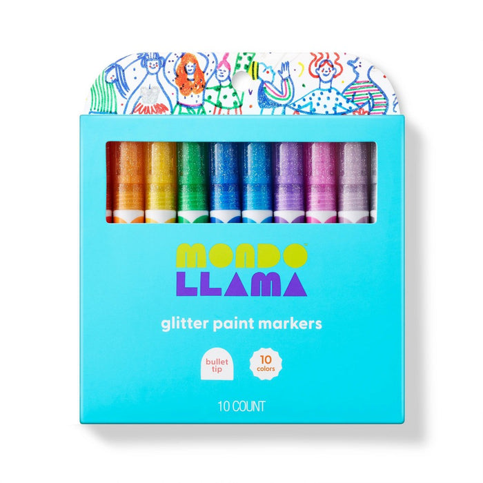 10ct Paint Markers Bullet Tip Glitter - Mondo Llama