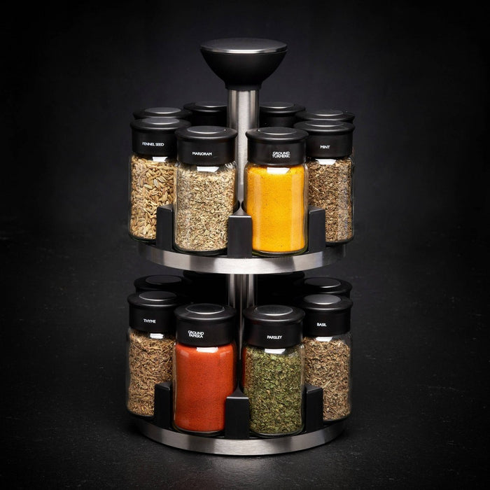 Cole & Mason Brixham 16 Jar Round Stainless Steel Spice Rack