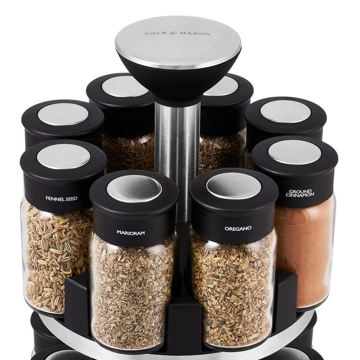 Cole & Mason Brixham 16 Jar Round Stainless Steel Spice Rack