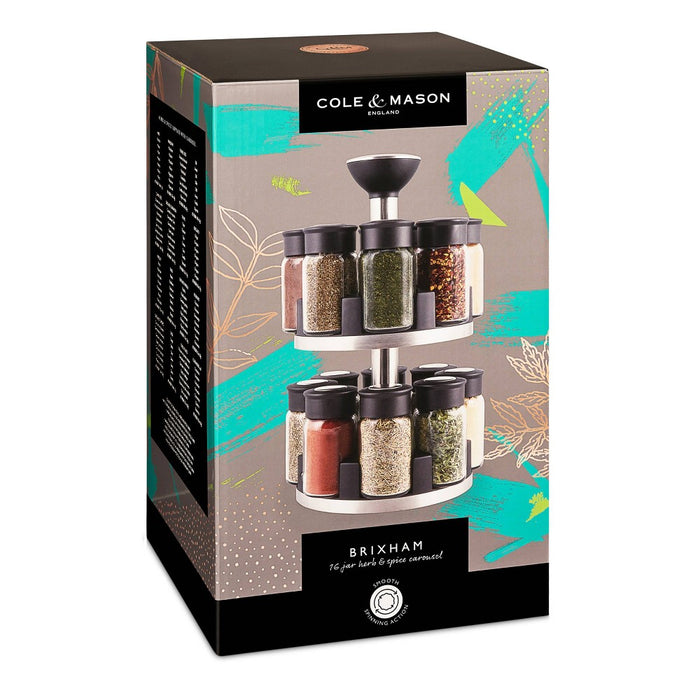 Cole & Mason Brixham 16 Jar Round Stainless Steel Spice Rack