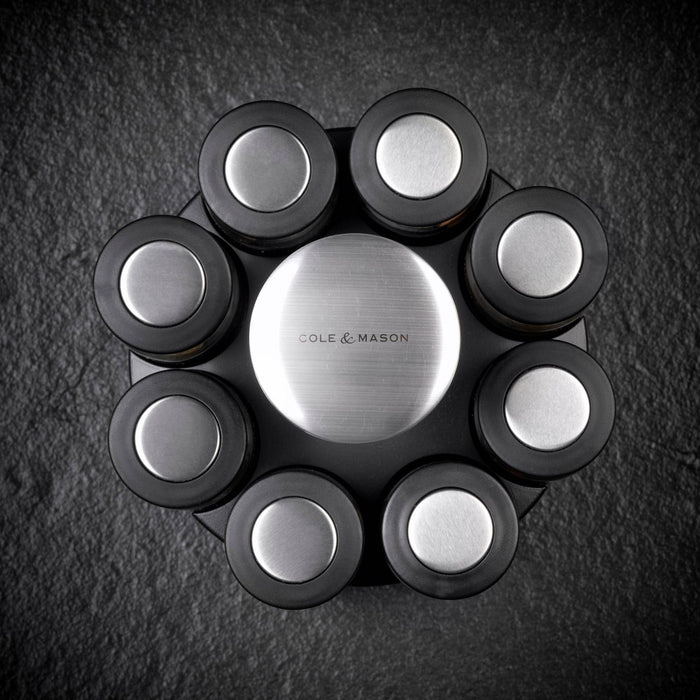 Cole & Mason Brixham 16 Jar Round Stainless Steel Spice Rack