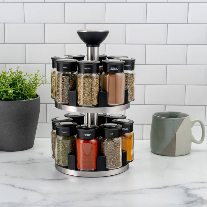 Cole & Mason Brixham 16 Jar Round Stainless Steel Spice Rack
