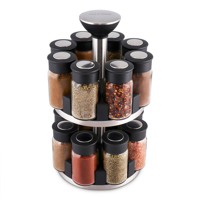 Cole & Mason Brixham 16 Jar Round Stainless Steel Spice Rack
