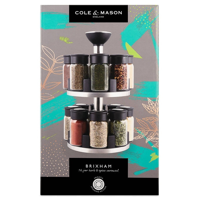 Cole & Mason Brixham 16 Jar Round Stainless Steel Spice Rack